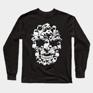 Pug Dog Shirt Halloween Skull Costumes Gift Long Sleeve T-Shirt